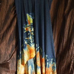 Tie-dye Hi-Lo Full Circle 2-3XL Denim Maxi Skirt
